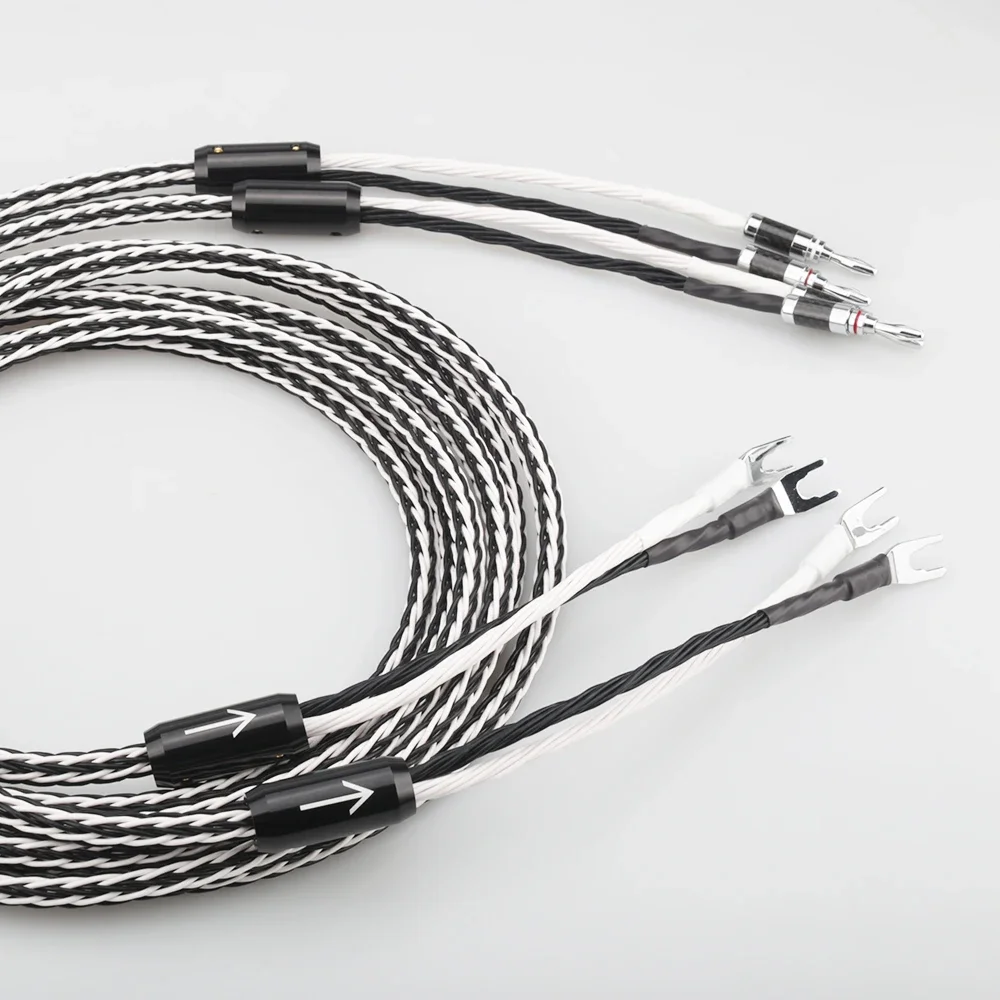 

High Quality 8TC 7N OCC Single Copper Audio Speaker Cable HiFi Amplifier Speaker Cable with Banana Spade Plug