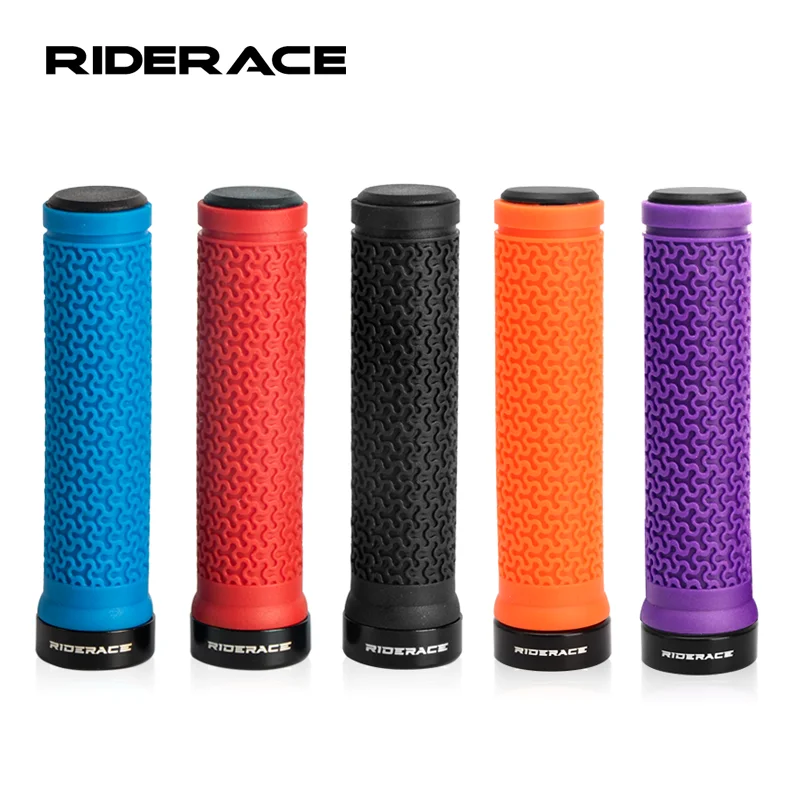 RIDERACE Bicycle Handle Bar Grips MTB Mountain Bike Single-sided Locking Handlebar Cover Rubber Non-slip Cycling Accessories