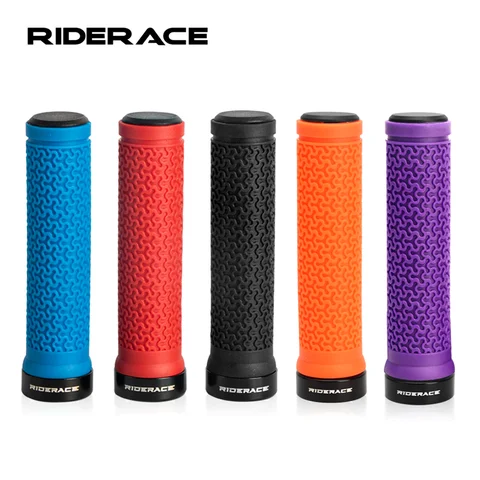 RIDERACE Bicycle Handle Bar Grips MTB Mountain Bike Single-sided Locking Handlebar Cover Rubber Non-slip Cycling Accessories