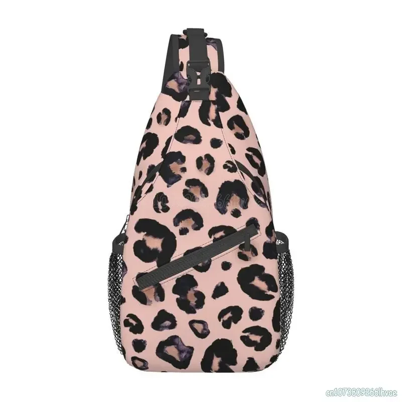 Leopard Print Cheetah Pink Sling Bag Unisex Crossbody Backpack Travel Shoulder Bag Waterproof Daypack for Beach Camping Hiking