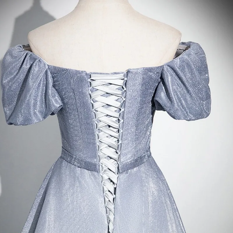 2025 novo verão feminino nova malha gradiente vestido de noite elegante emagrecimento um ombro grande balanço volta cinta vestido