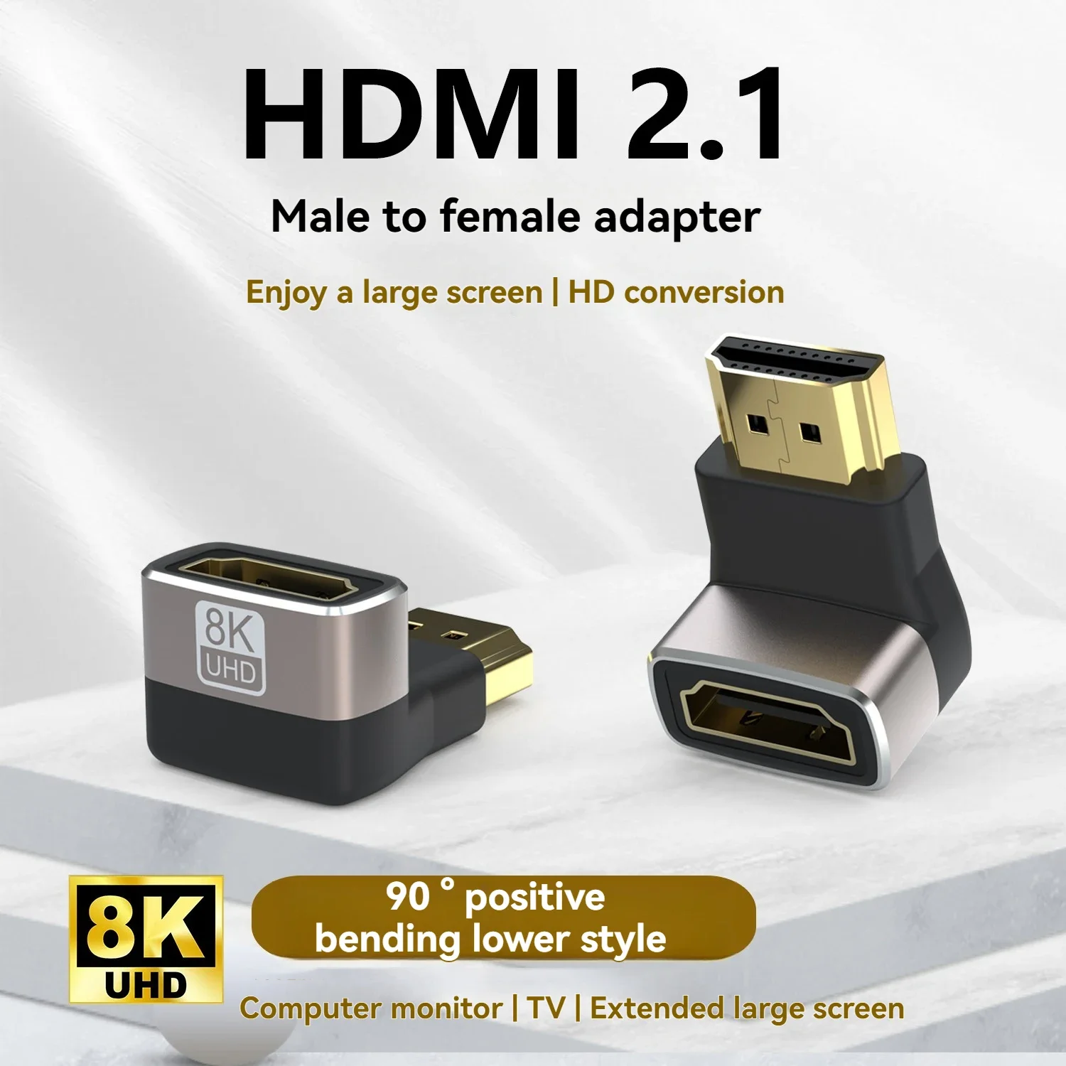 

8K HDMI-Compatible Side Bend 90 Degree Adapter 90 Degree Right Angle 270 Degree Adapter HDMI Male To Female Expansion Connector