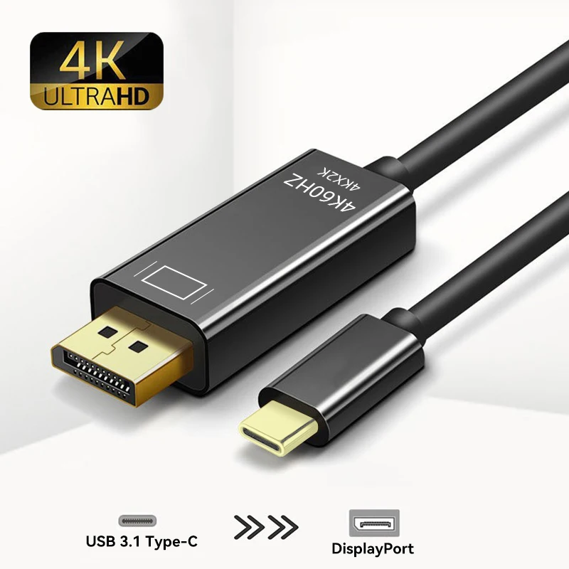 

Type C to DP Cable 4K@60Hz T Dynamic HDR, USB-C to Displayport Adapter for MacBook, Dell, HP, Lenovo to Monitor/Projector/TV