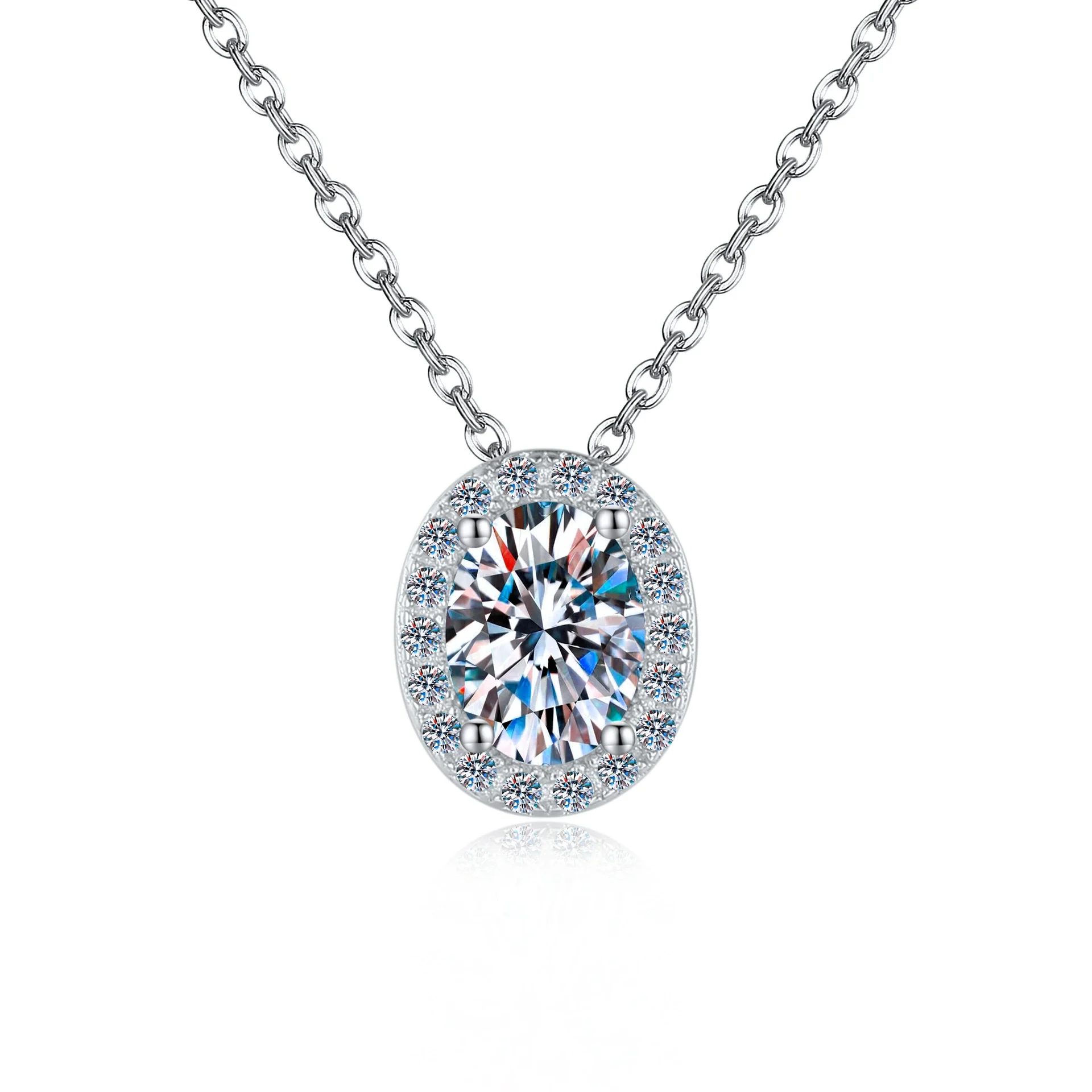 

ZFSILVER модное трендовое изысканное серебро 925 пробы, роскошное овальное ожерелье с муассанитом 1 карат для очаровательных женских аксессуаров, вечерние ювелирные изделия, подарок HK0113