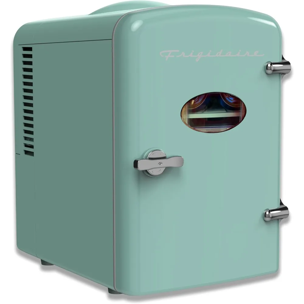 Frigidaire Mint Mini Personal Fridge Cooler 1 Gal Capacity fits Six Cans Includes Plugs for Home Outlet & DC Charger