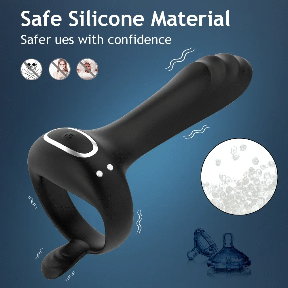 هزاز لاسلكي تدليك البروستاتا حلقة القضيب ذكر تأخير القذف G-بقعة البظر محفز لعبة الجنس الكبار زوجين #3