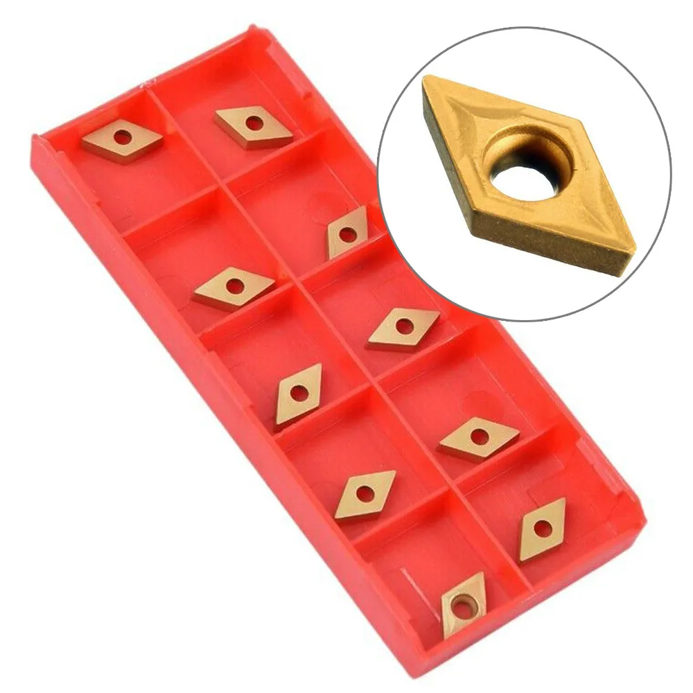 7 X 7 X 2mm Blade Accessries CNC Lathe Cutter DCMT070204 YBC251 Gold Carbide Inserts Golden Parts 10Pcs/kit Useful