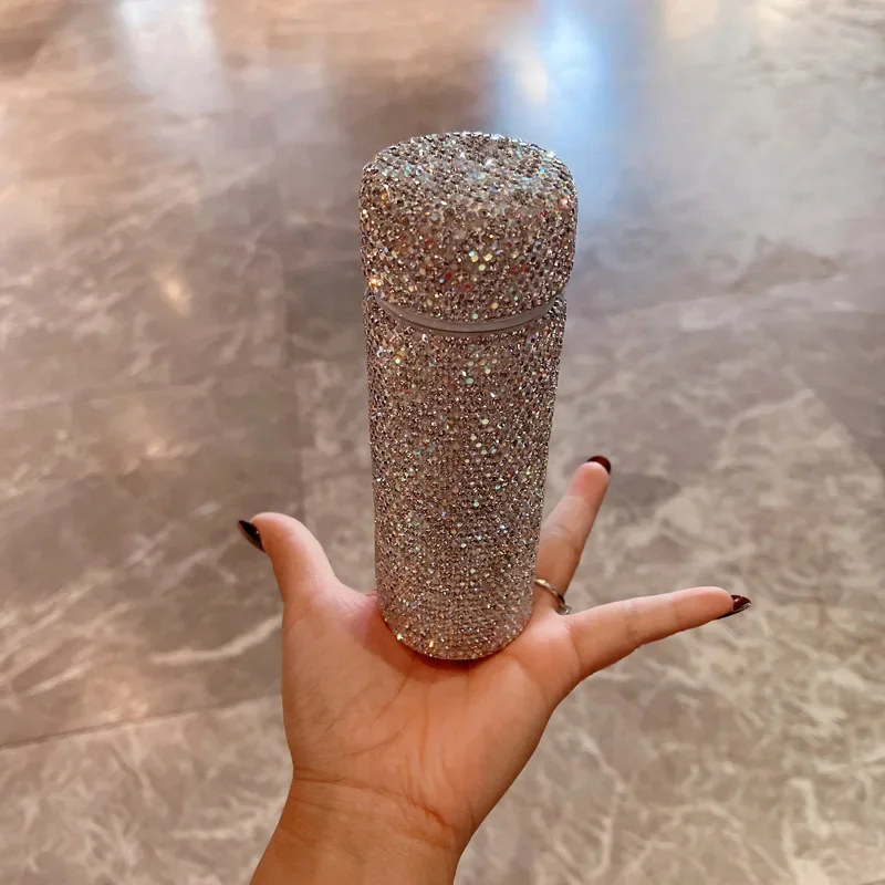 

150 мл блестящая изолированная чашка со стразами, двойные стенки, бутылка для воды из нержавеющей стали, портативный термос, термос, мини-чашка, кофейная кружка