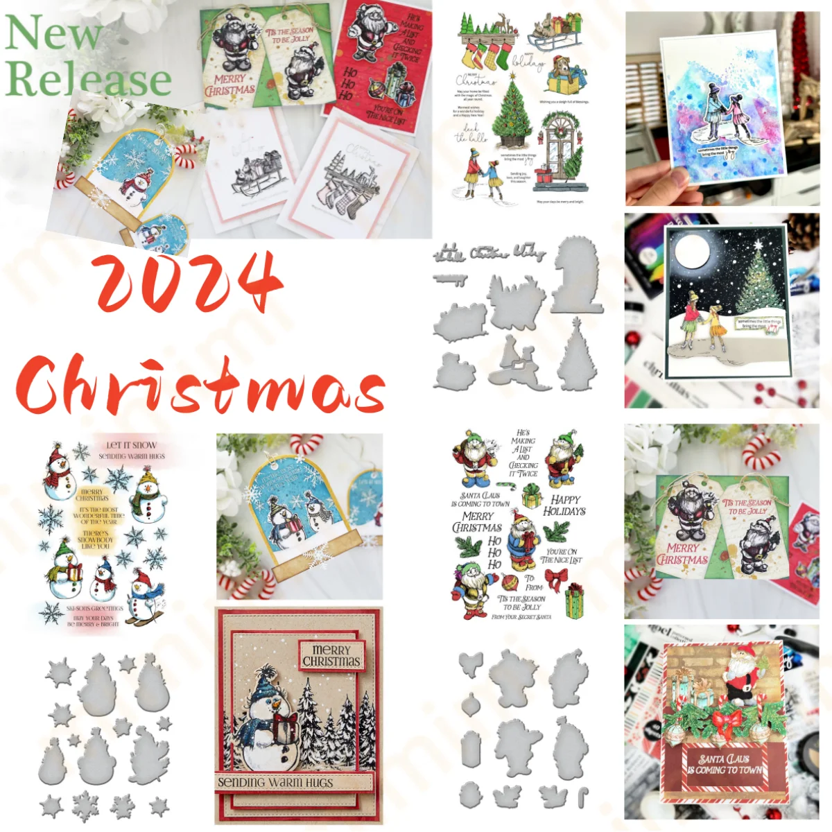 

2024 Christmas Claus Tree Snowmen Clear Stamps Metal Cutting Dies for DIY Decorating Scrapbook Paper Card Album Embossing Craft