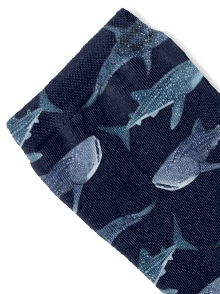 3 WHALE SHARKS-navy blue- Socks Non-slip Hiking boots sport japanese fashion Boy Child Socks Women's