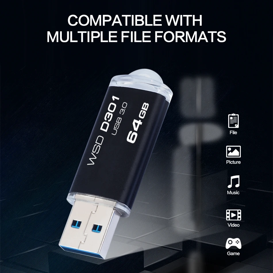 WANSENDA D301 USB 3.0 แฟลชไดรฟ์ 32GB ไดรฟ์ปากกาโลหะ 16GB 64GB 128GB 256GB Pendrive ความจุจริง Memory Stick U Disk