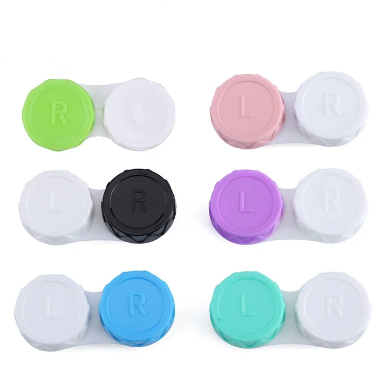 Free Shipping Contact Lens Case Plastic Hard Contact Lenses Box organizer Cute Eyeglass Case Lens Container Christmas Gift