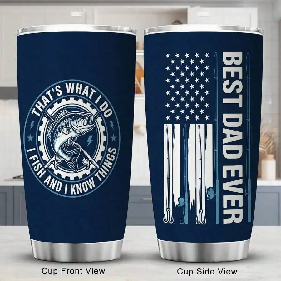 

Best Dad Ever Tumbler 20oz Stainless Steel Cup With Lid And Straw, Birthday Dad