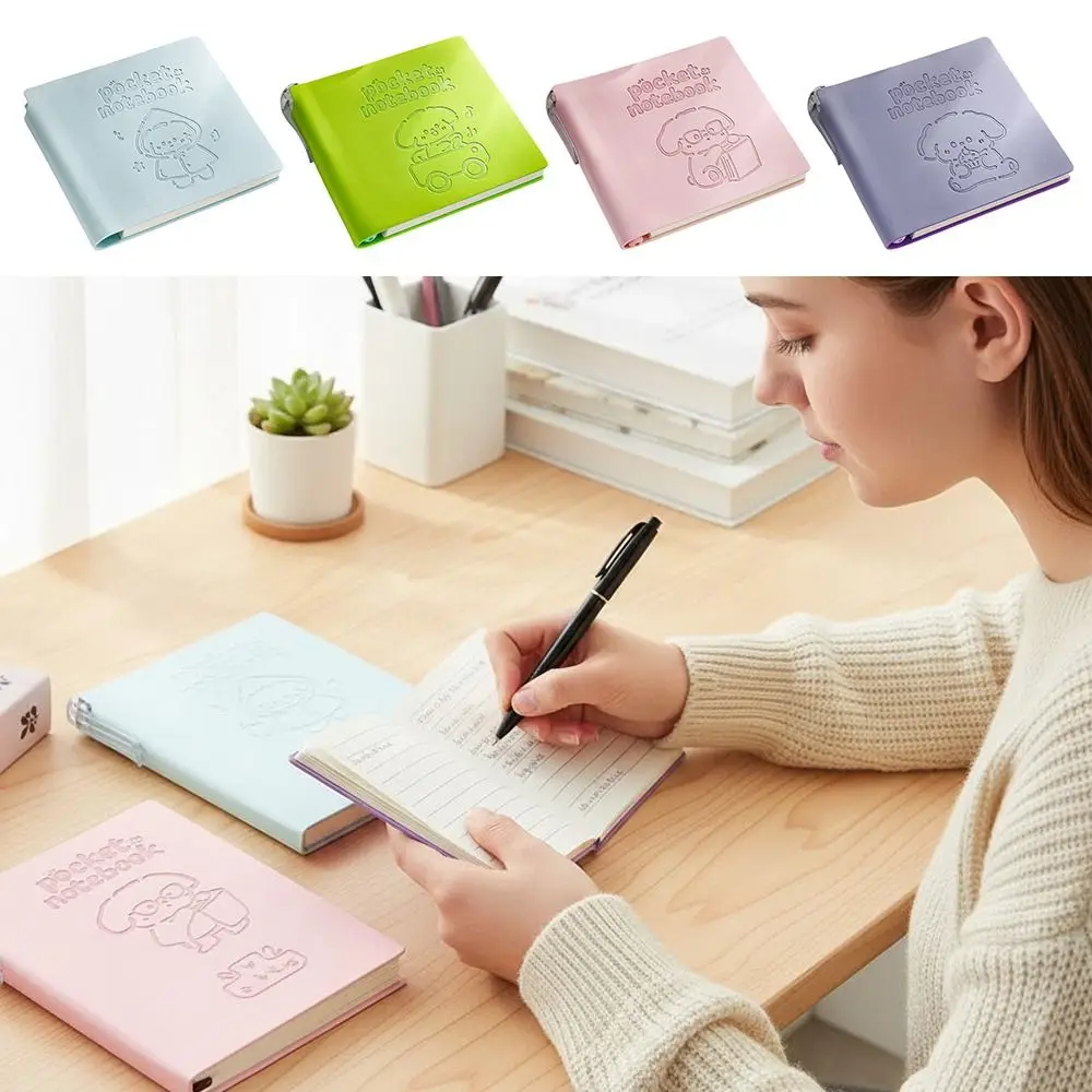 Portable Portable Pocket Book Puppy Horizontal Line Mini Notepad Thickens Notebook Pen Set Students