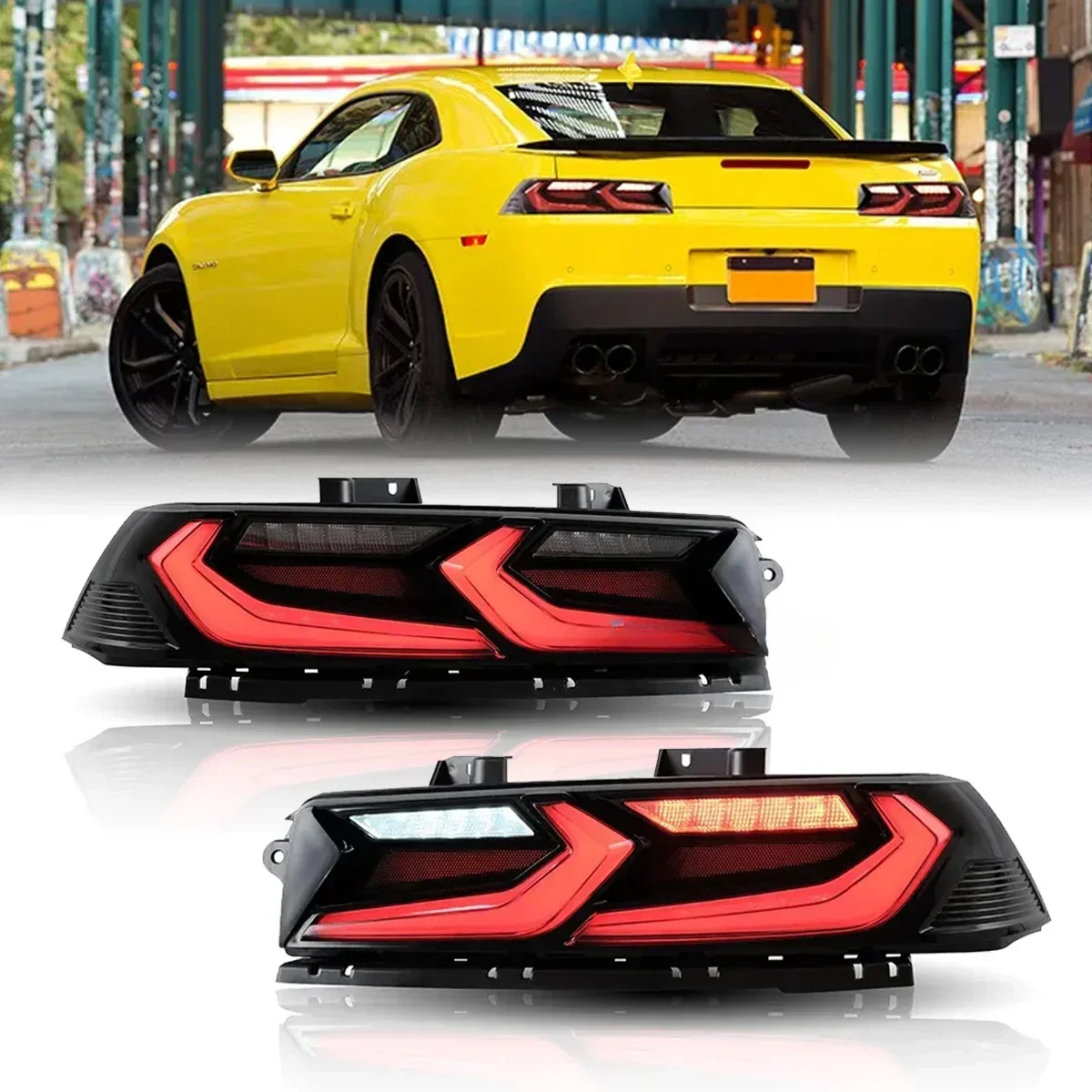 Auto Accessories LED Tail Lights ASsembly 5th Gen Full LED Corvette C8 Style Taillights Rear Lamp Camaro 2014 2015