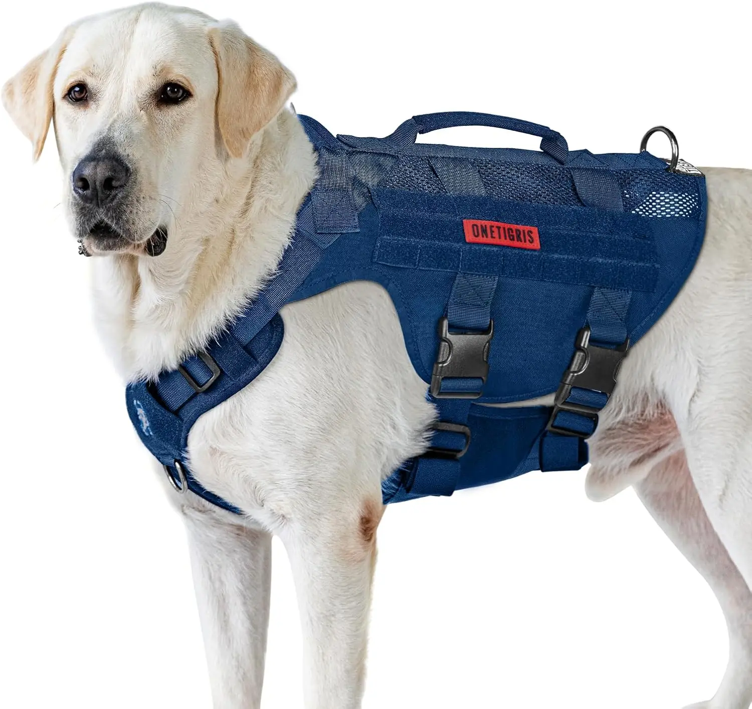 

Тактическая шлейка для собак малых и крупных пород, дышащий сетчатый жилет с ручками для прогулок, походов и тренировок (синий, XL)