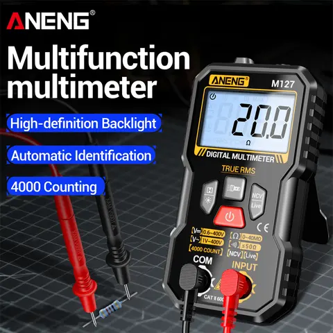 ANENG M127 멀티미터 NCV 전압 감지 테스트 이중 작동 모드 40MOhm 저항계 4000 카운트 테스터 제로-파이어 감지 도구