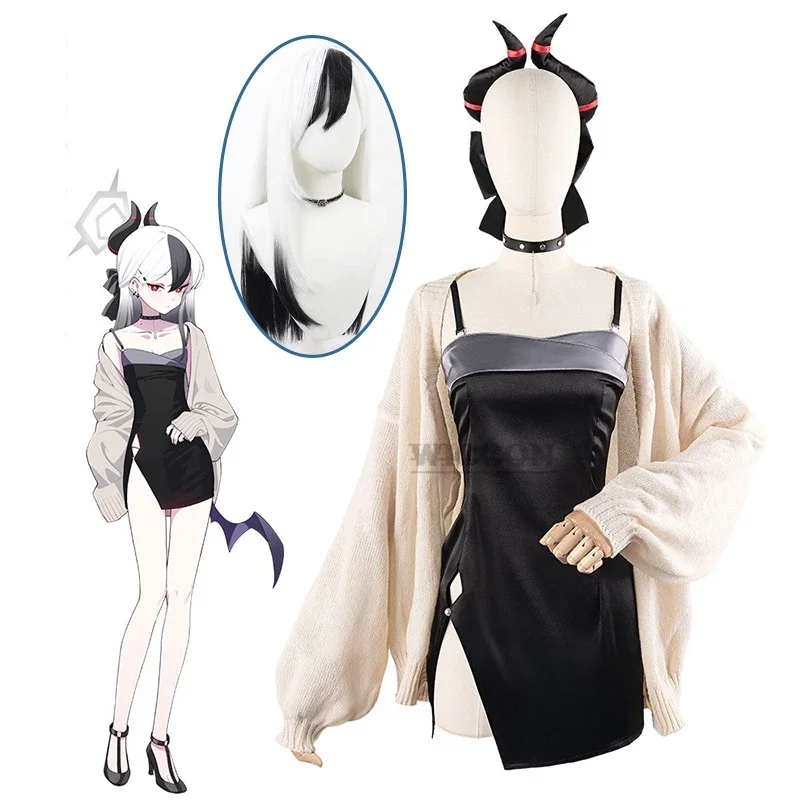 Anime blue ware onikata kaysmo cosplay costume clothing hoodies sexy black dress with sweater sexy dress wig wears cos