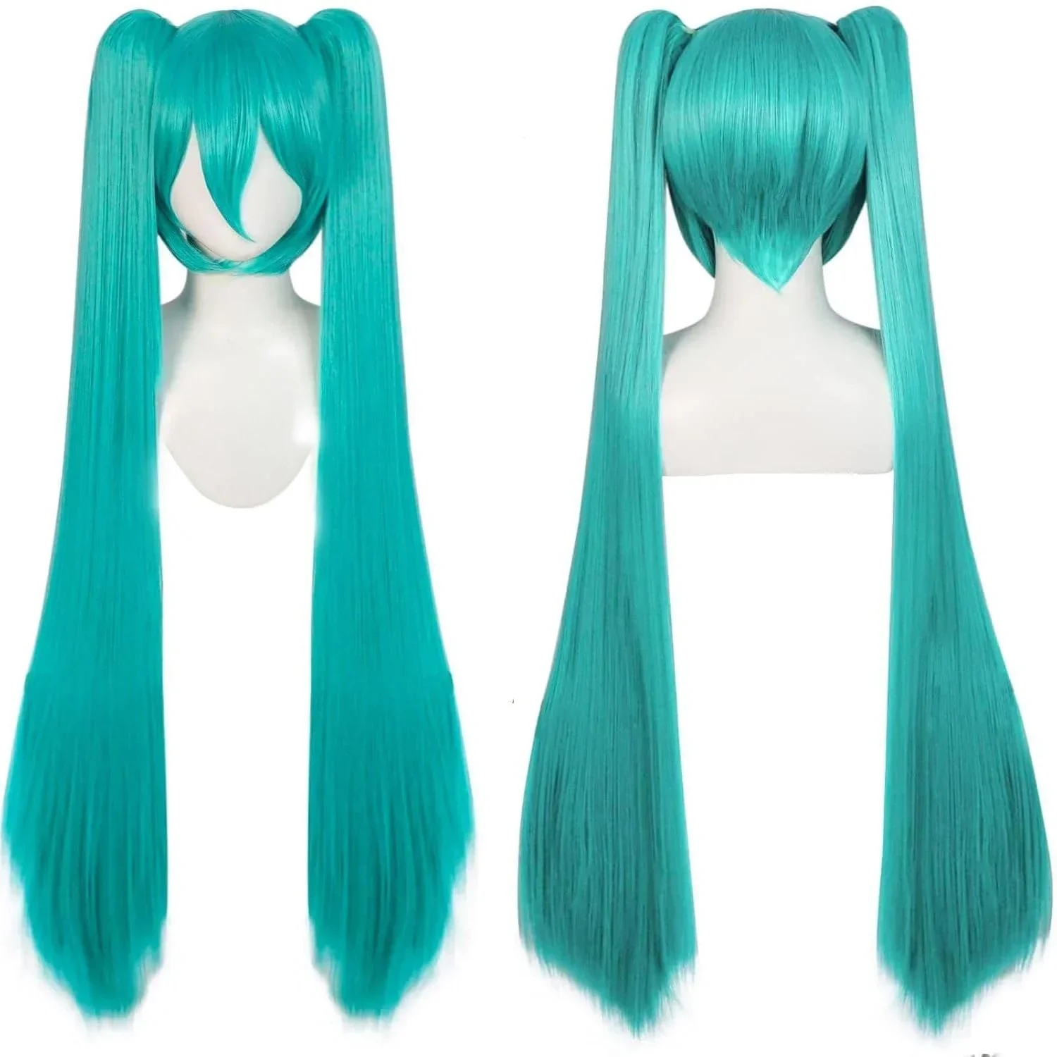 110cm Hatsune Miku Cosplay Wig Rose Net Wigs Anime Long Synthetic Hair Clips 2 Ponytails Lolita Wig for Halloween