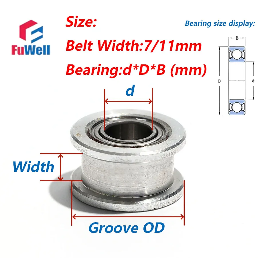 FuWell Timing Idler Pulley 2GT 30/32/34/35T Teeth GT2 Synchronous Width 7/11mm Bore 3-15mm with Bearing Precision Drive Systems