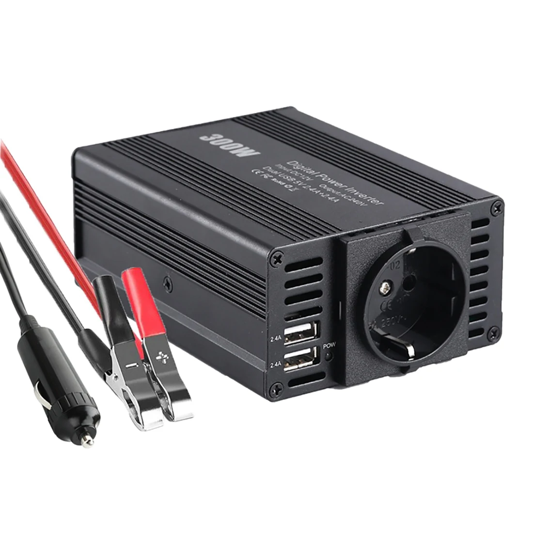 300W Power Inverter DC12V to AC220V 230V Power Converter Splitter Double USB Fast Charging Car Power Inverter EU Plug