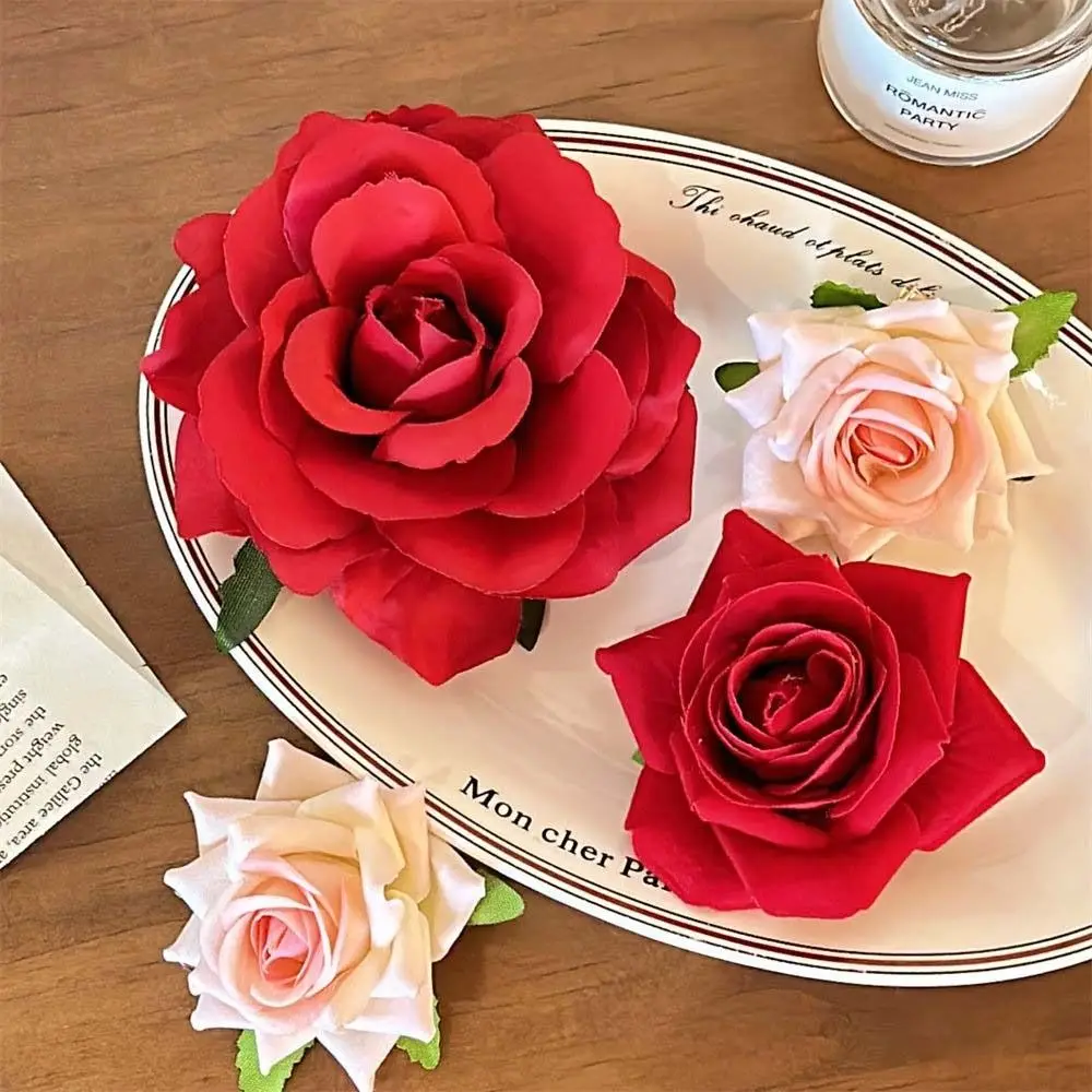Cloth Flower Hair Clip Hair Accessories Seaside Vacation Headwear Rose Headdress Pink Red Girl Hair Clip Girl/Women