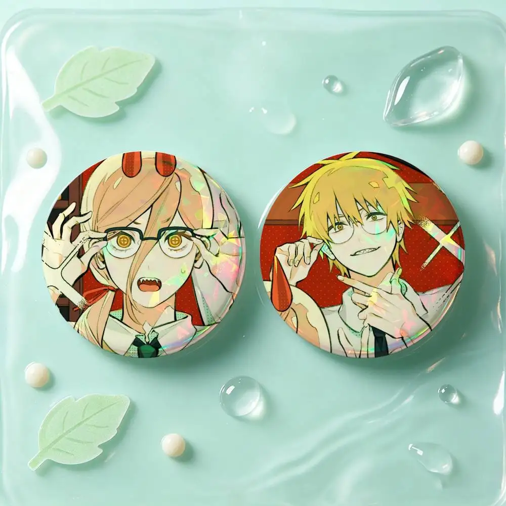 Power And Denji Badges Button Round Creative Pin Brooch Badge Bag Decor Accessories Fans Collect Friends Gifts