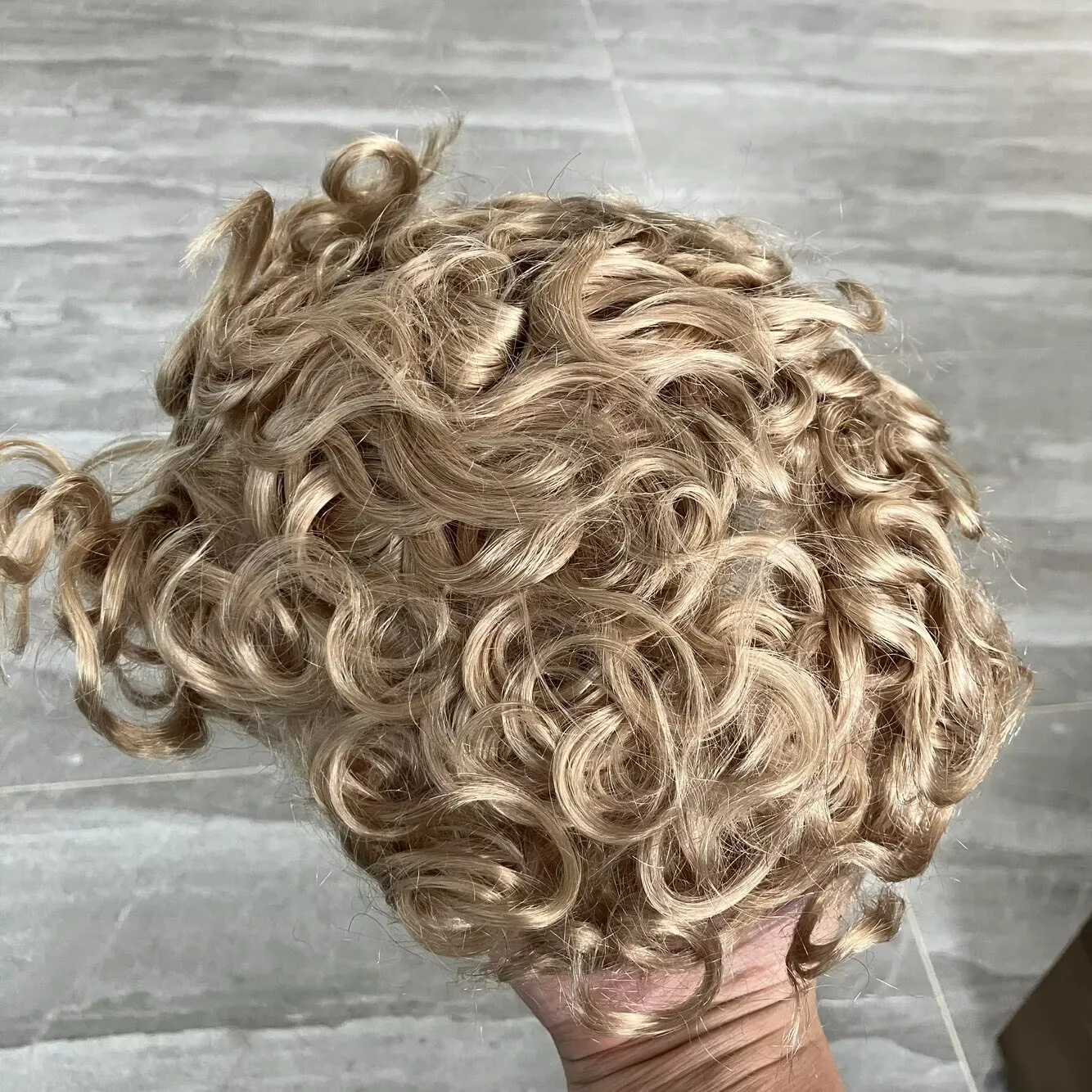 غير مرئية الدانتيل و قاعدة بولي PU Q6 الرجال 22 مللي متر نظام استبدال الشعر المجعد شعر مستعار خط الشعر الطبيعي السويسري الدانتيل الجبهة شعر بشري أشقر الشعر المستعار #3