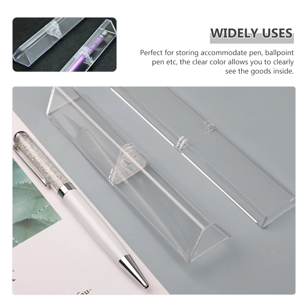 

15pcs Transparent Pencil Box Clear Pen Case Storage Holder Display Gift Box For Stationery Pens Business School Use