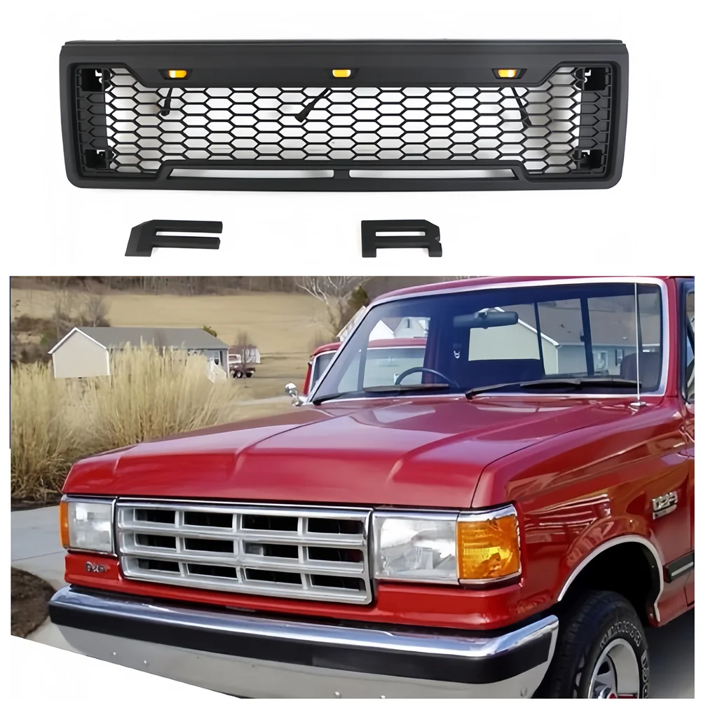 Auto Racing Grills Fit for Ford F150 1987 1988 1989 1990 1991 Abs Grill Grille Auto Accessories