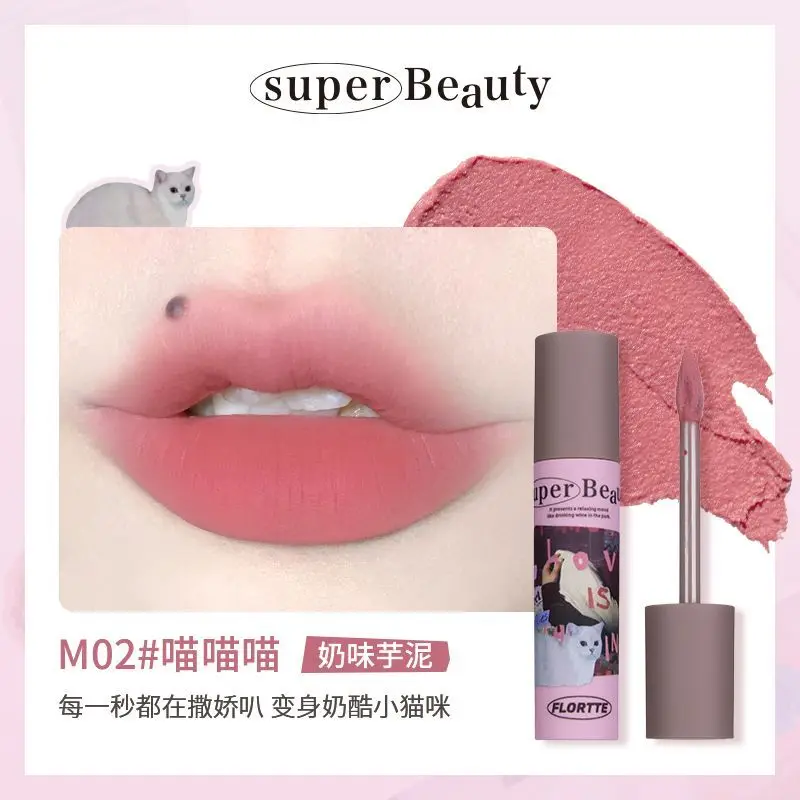 Flortte Matte Lip Glazuur Langdurige Hydraterende Matte Mousse Lippenstift Cartoon Anime Co-Branded Lip Cosmetica Beauty Maquillage