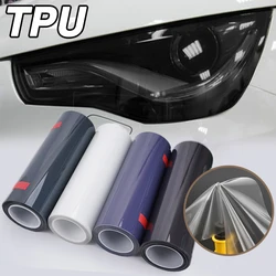 Self-healing Tpu Ppf Headlight Film Anti Scratches Protect Smoke Black Car Lamp Tint Film For Audi Bmw Tesla Decorate Styling