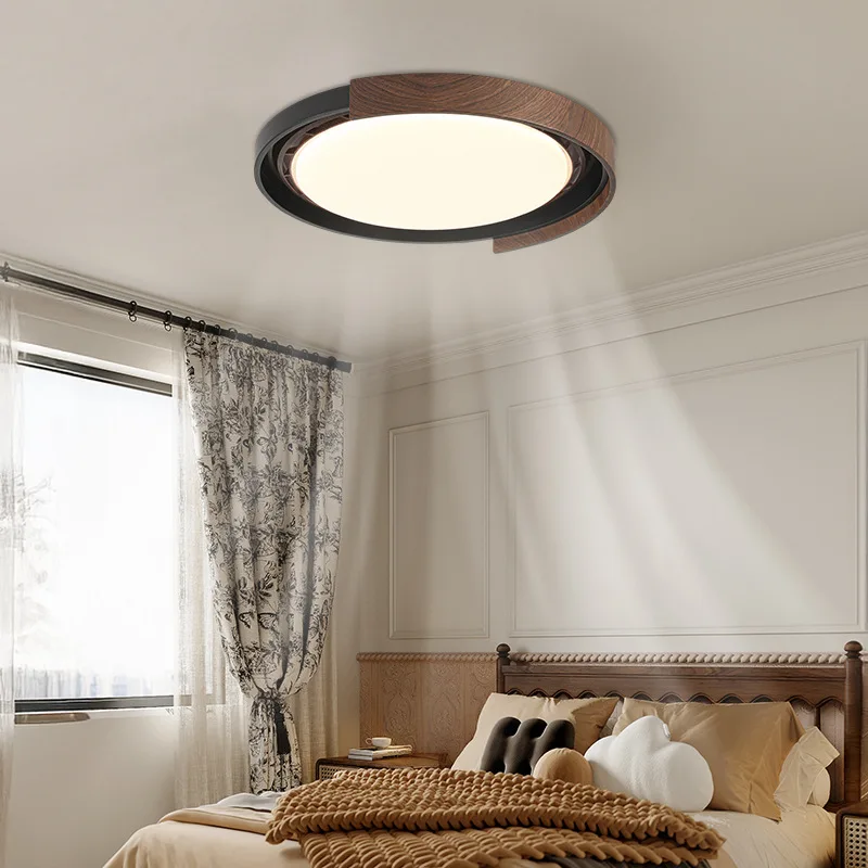 Walnut pattern bladeless fan light Minimalist bedroom ceiling light Modern simple invisible master bedroom study ceiling fan