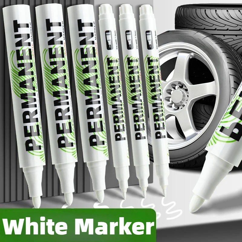 

1/3/6Pcs White Marker Pens Waterproof White Paint Pen for Rock Ceramic Glass Wood Tire Fabric Metal Graffiti Writing Stationery