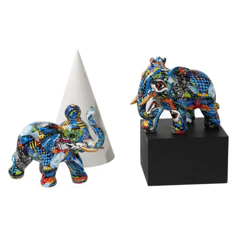 Graffiti baby elephant resin handicraft ornament creative colorful bedroom home decoration housewarming gift