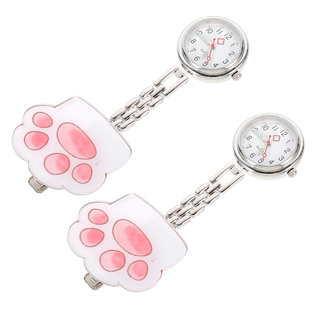 

2 Pcs Cat Claws Chest Pocket Watch Costume Prop Watches for Women Cartoon Paw Display