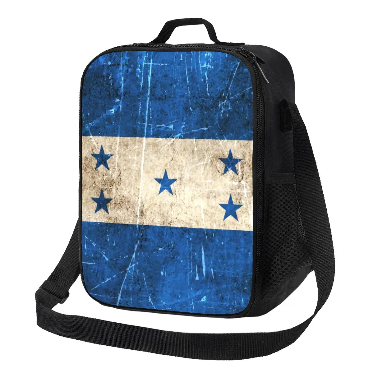 Custom Vintage Aged And Scratched Honduras Flag Insulated Lunch Bags for Proud Patriotic Portable Thermal Cooler Food Bento Box