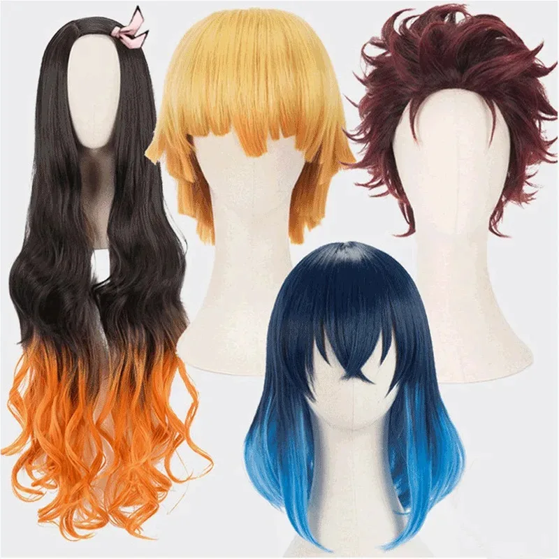 

Anime Uzui Tengen Kochou Kanae Kamado Nezuko Kanroji Mitsuri Rui Hashibira Inosuke Sabito Cosplay Synthetic Wig+Wig Cap