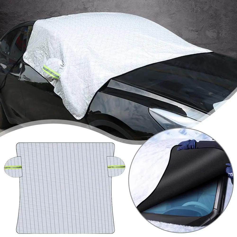 Sunshade Cover Windproof Car Windshield Snow Sun Shade Magnetic Front Car Waterproof Protector Cover Cover Windscreen Autom W2I6