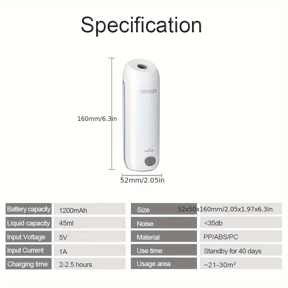 Compacte, USB-aangedreven aromatherapie-diffuser met etherische olievermogen, Soundwave-technologie Mistluchtbevochtiger en luchtverfrisser, L