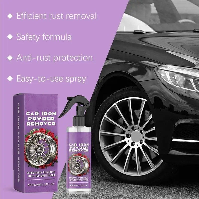 Dissolvant de fer pour voiture, dissolvant de rouille de roue, spray de polissage et de livres, nettoyant de fer de voiture, SUV, montres, berline, minivan