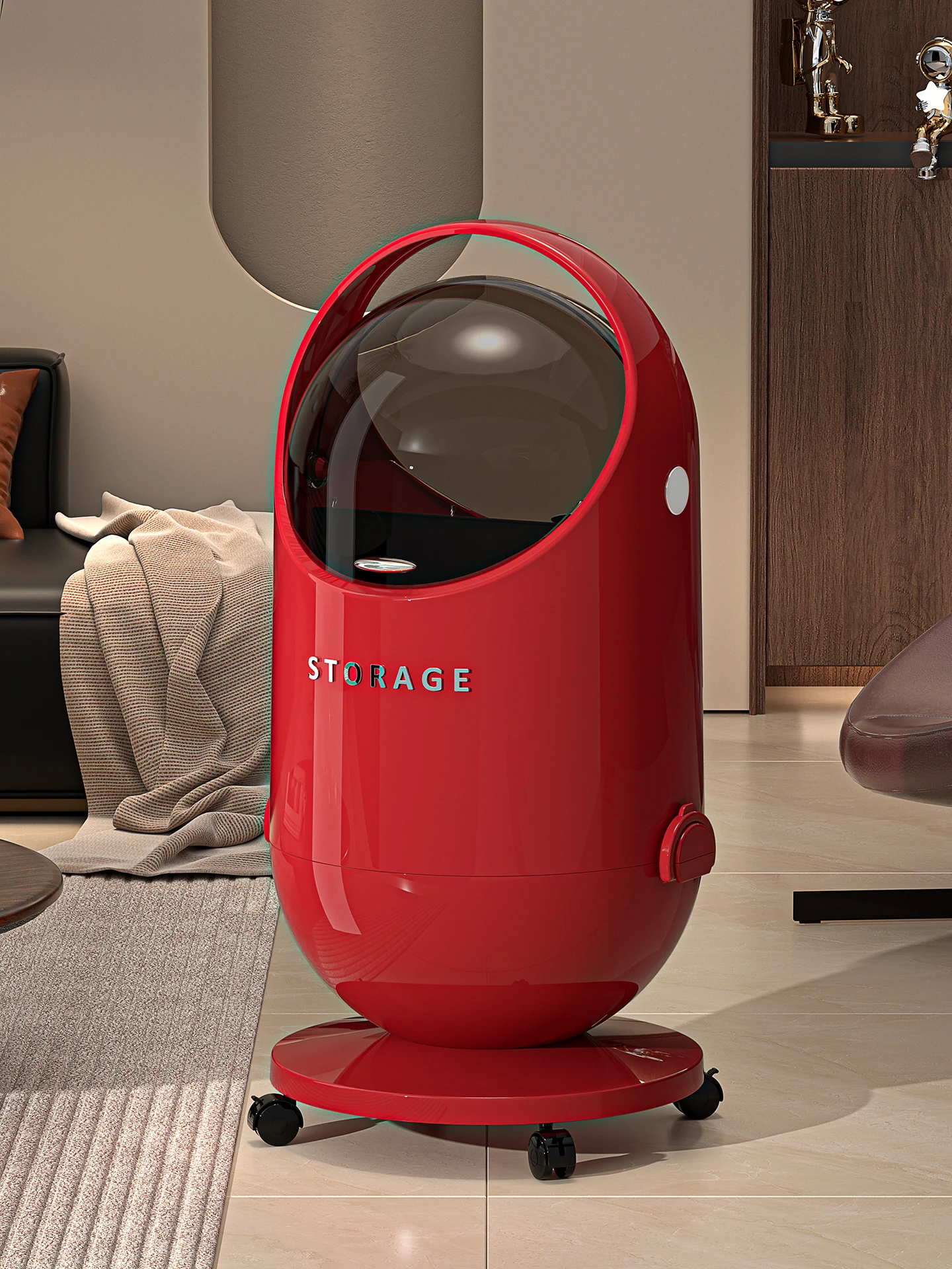 

Luxury Large Capaci 60L Home Tra Can with Lid Mobile for Living Room Batoom Bedroom Toilet Paper Basket Household Tool