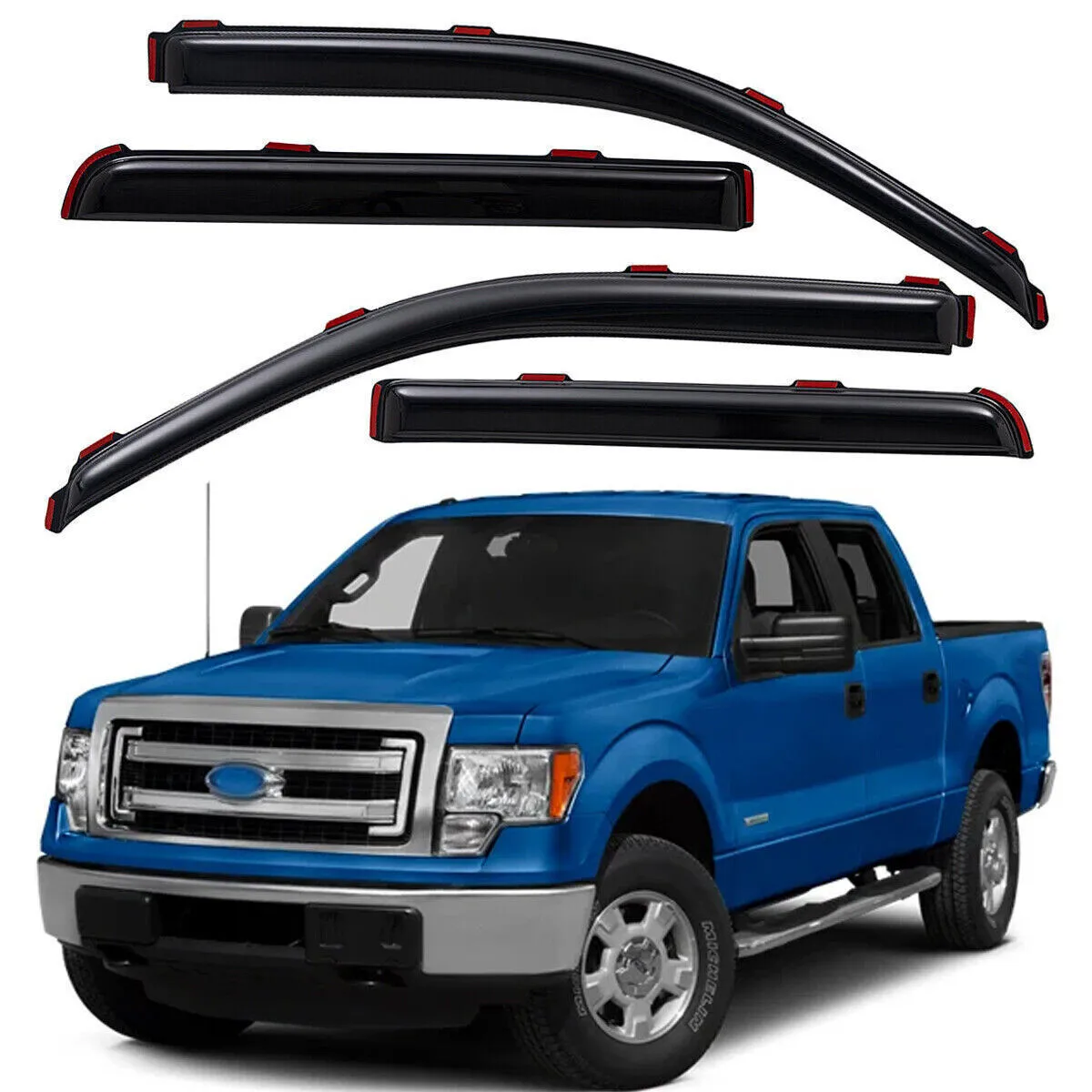 

In-Channel Window Vent Visor Sun Rain Guards For 2009-2014 Ford F-150 Super