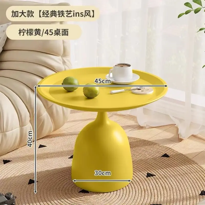 Cream Small Side Table Living Room Home Simple Iron Round  Bedroom Coffee Table Small Apartment Balcony Simple Table
