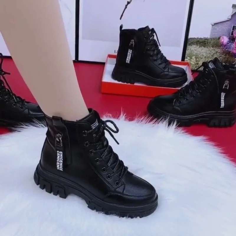 Modische Freizeitschuhe für Damen Neu 2025 Winter Warme Plus-Velours Allzweck Schwarze Stiefeletten Dickbesohlte Baumwoll-Sneaker Zapatillas – Detail 5