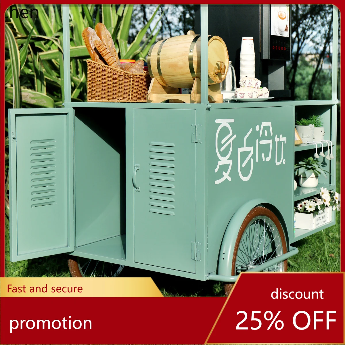 

ZML Stall Cart Mall Promotion Flower Cart Snack Square Mobile Sales Small Push Cart
