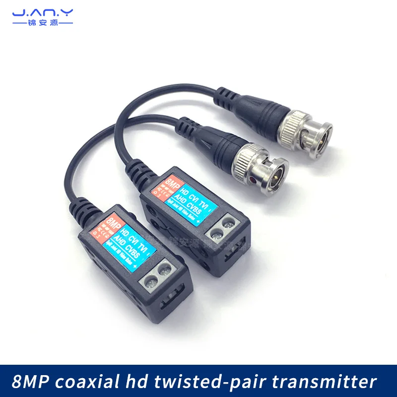 Transmissor Hd Twisted Pair, Single Channel, Conexão passiva Parafuso, Monitoramento BNC para Network Line Transceiver, 8MP