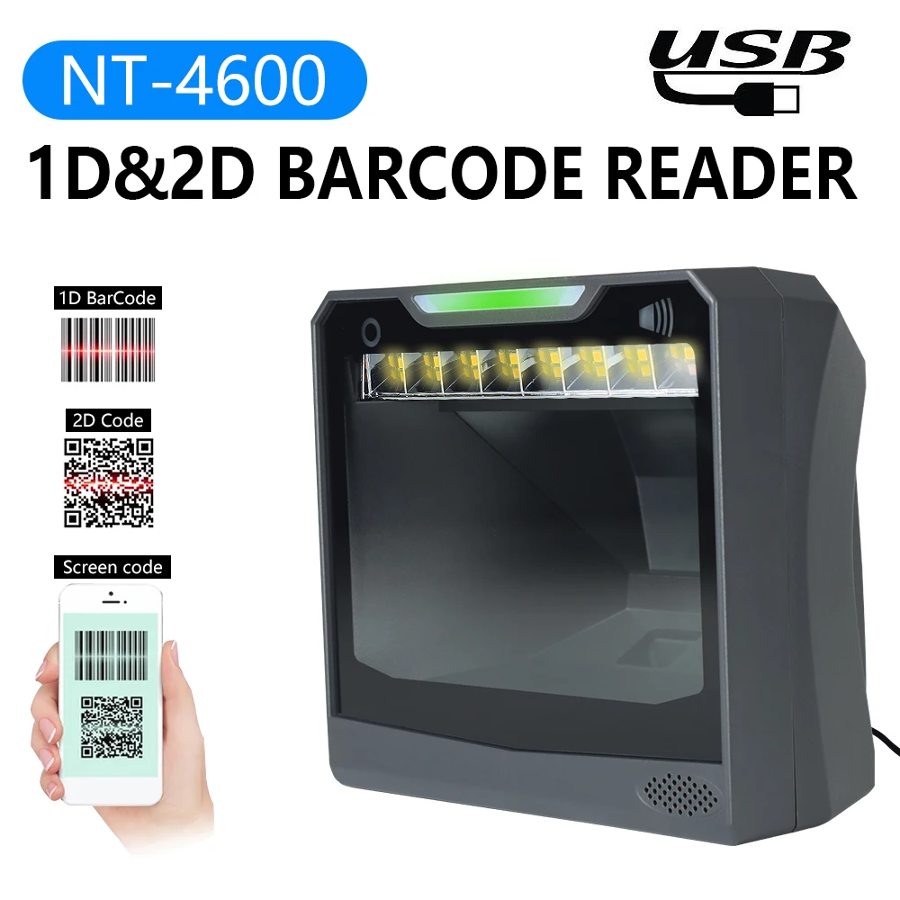 Barcode Scanner 4600S Platefrom scanner Hands-Free High Speed Reader QR Code for Supermarket