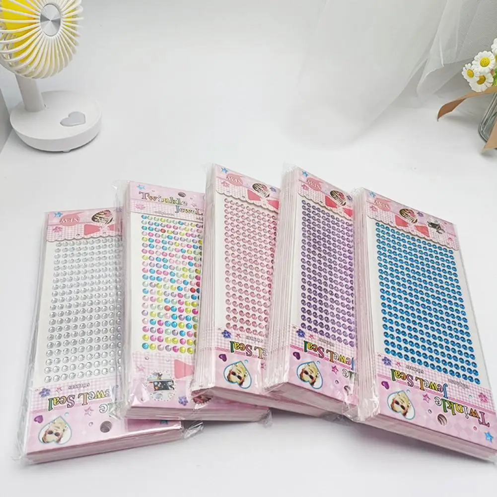2 Set DIY Sticker Easy To Paste Twinkle Self-adhesive 5mm Flatback Rhinestone Scrapbooking Sticker Decal For Kids Pearl Bead