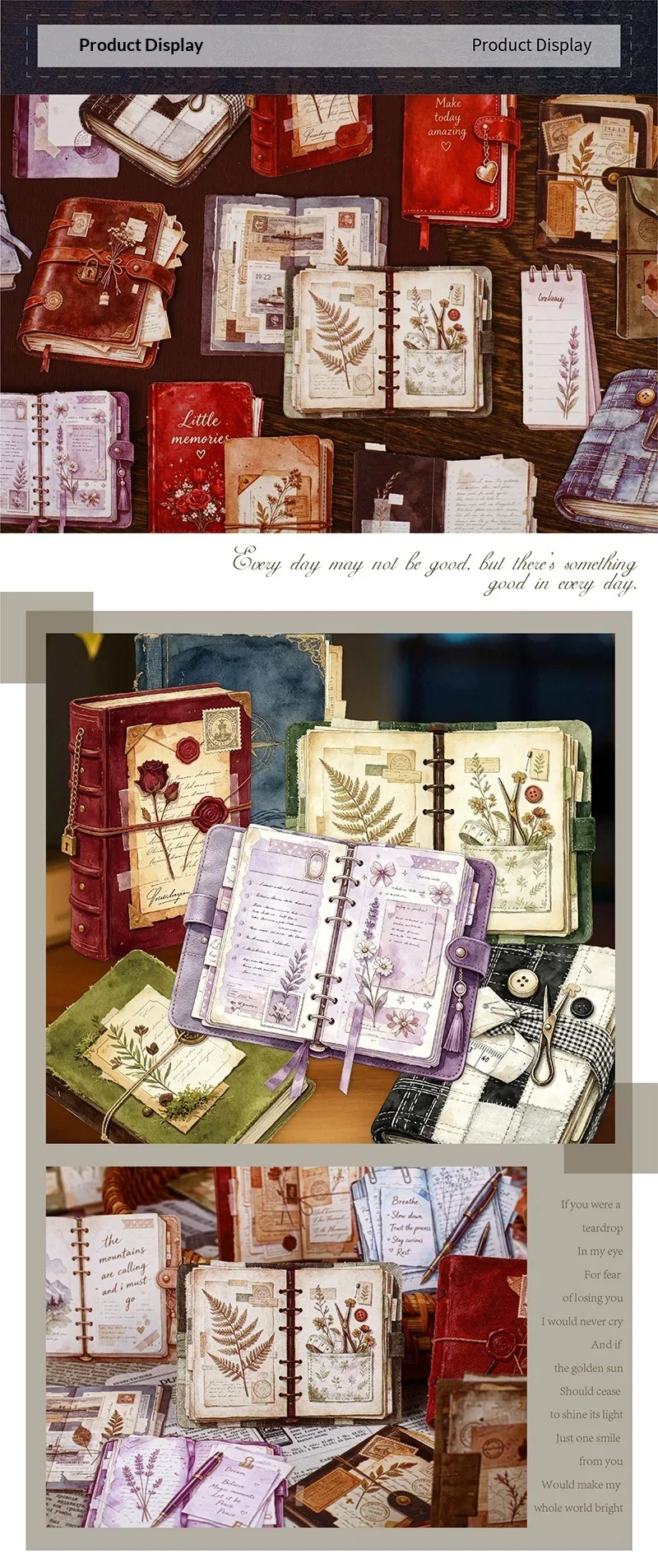 JIANWU Vintage Notebook Pattern Landscape Material Collage Scrapbooking Sticker Creative DIY Journal Stationery